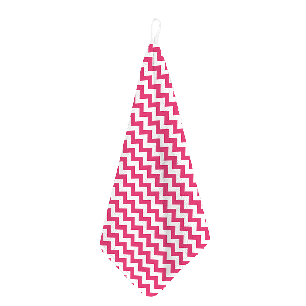 Pink And White Chevron Pattern Print Hand Towel