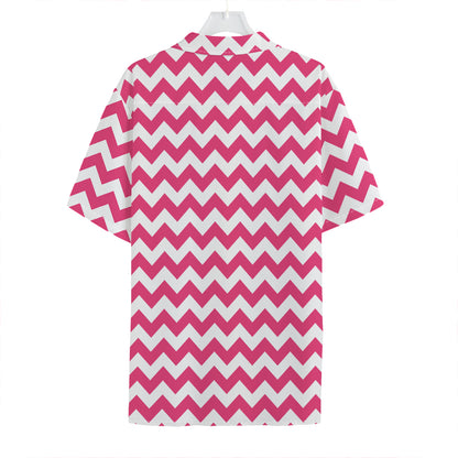 Pink And White Chevron Pattern Print Hawaiian Shirt