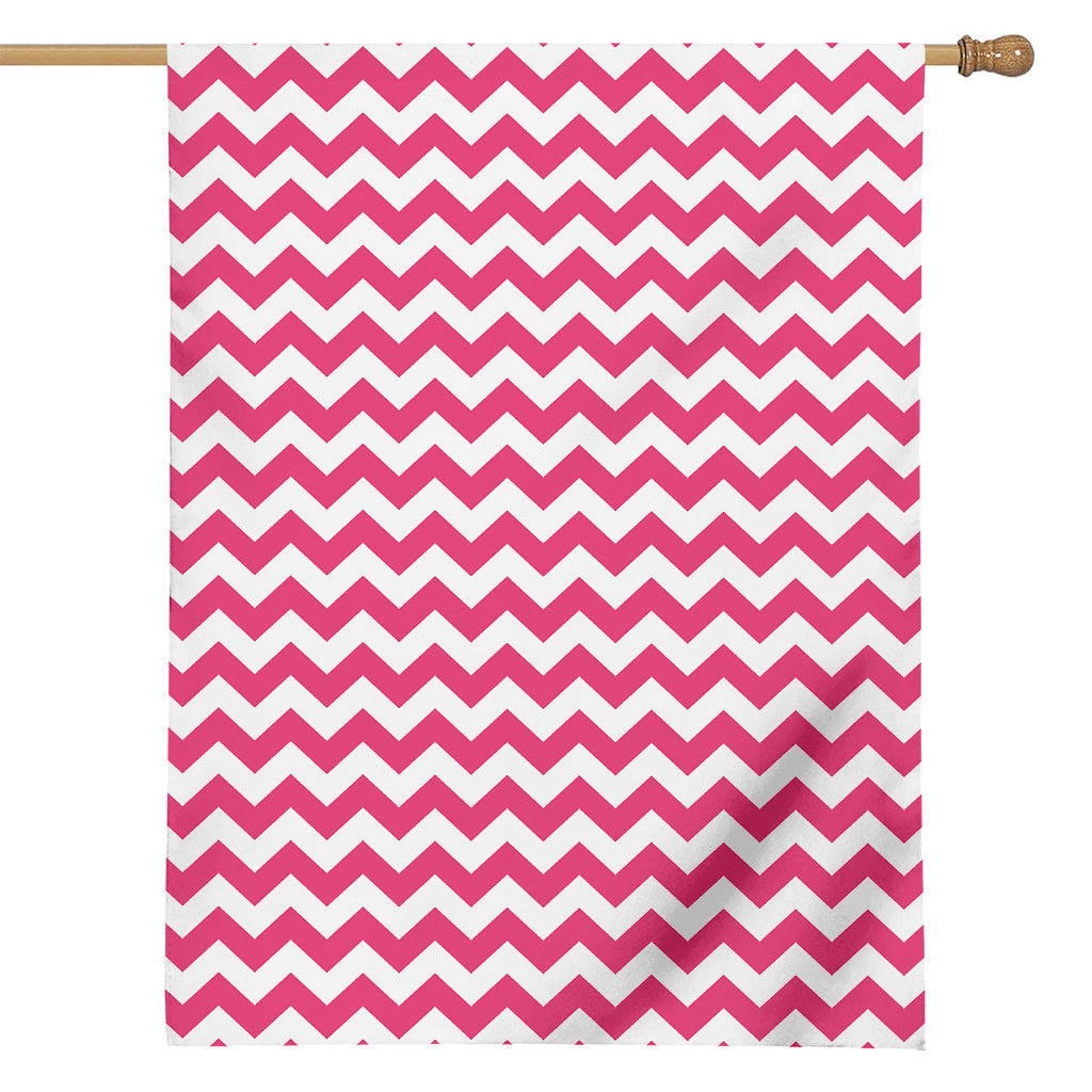 Pink And White Chevron Pattern Print House Flag