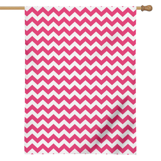 Pink And White Chevron Pattern Print House Flag
