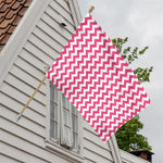 Pink And White Chevron Pattern Print House Flag