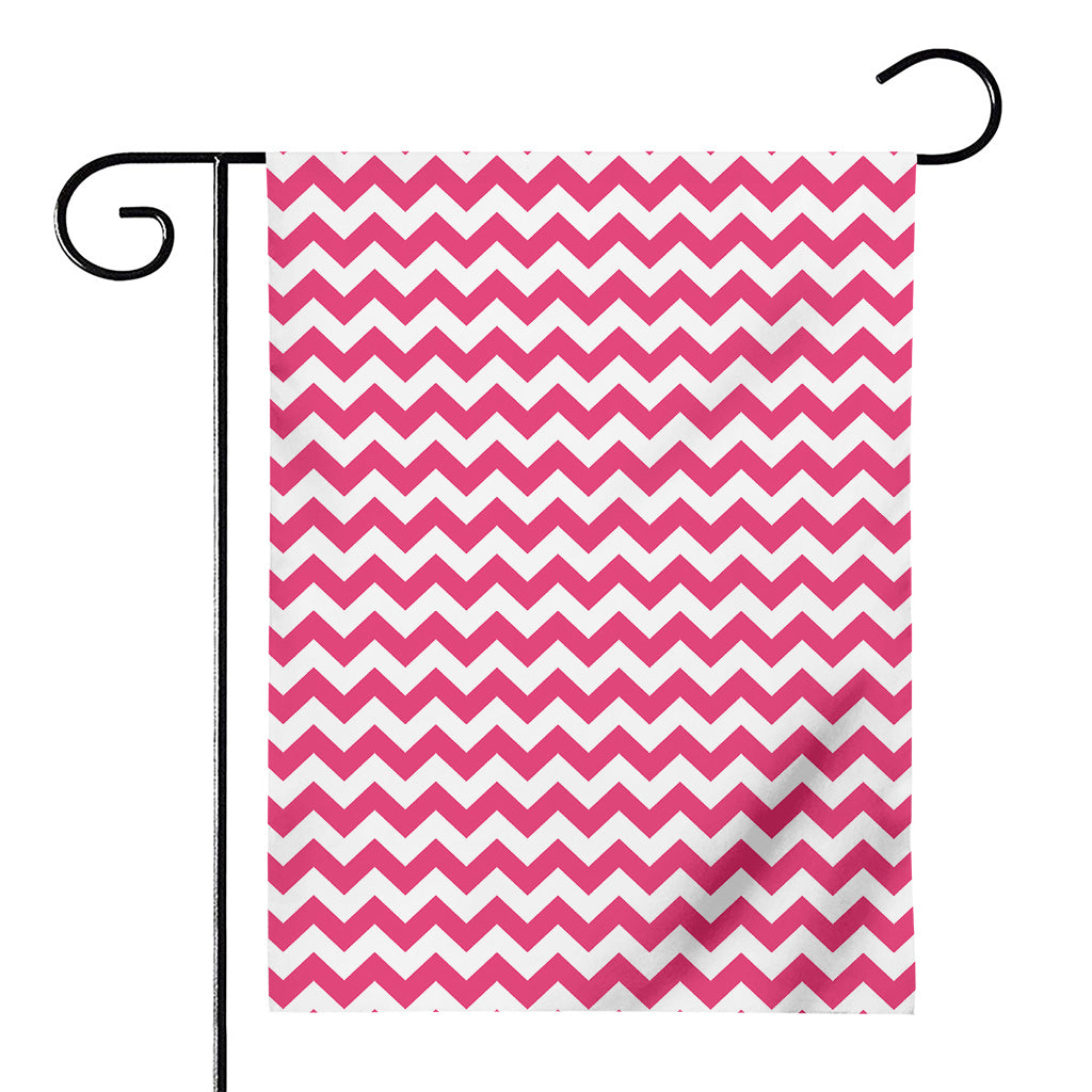 Pink And White Chevron Pattern Print House Flag