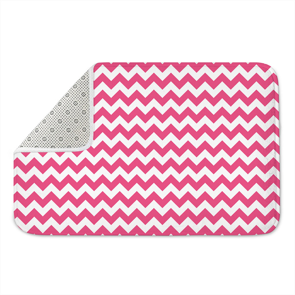 Pink And White Chevron Pattern Print Indoor Door Mat