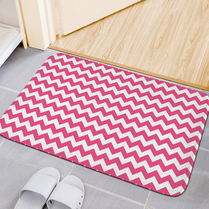 Pink And White Chevron Pattern Print Indoor Door Mat