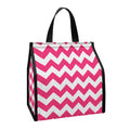 Pink And White Chevron Pattern Print Insulated Lunch Tote