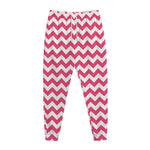 Pink And White Chevron Pattern Print Jogger Pants