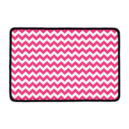 Pink And White Chevron Pattern Print Kitchen Mat