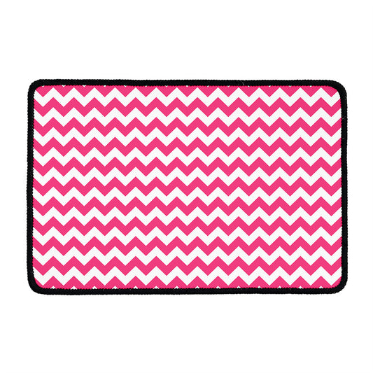Pink And White Chevron Pattern Print Kitchen Mat