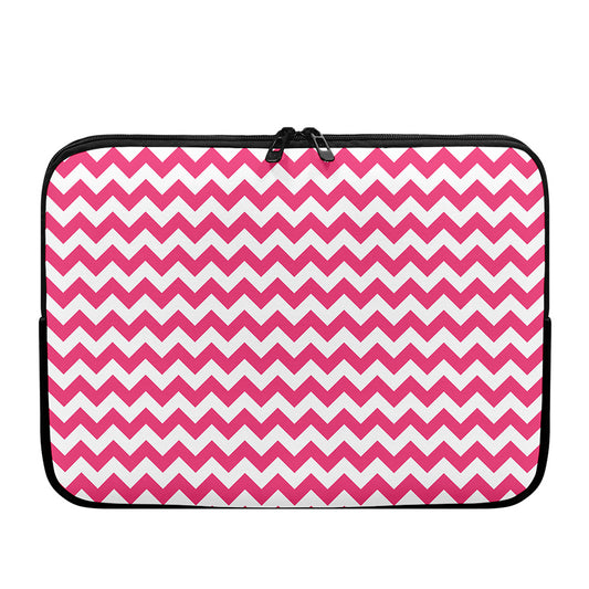 Pink And White Chevron Pattern Print Laptop Sleeve