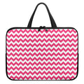 Pink And White Chevron Pattern Print Laptop Sleeve With Handle