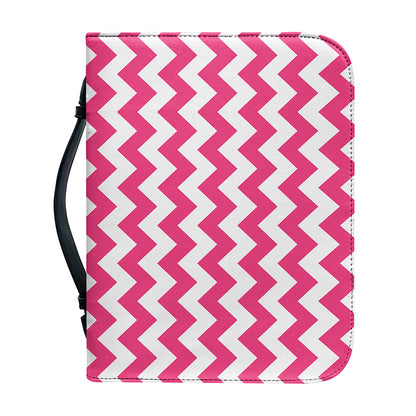Pink And White Chevron Pattern Print Leather Bible Cover