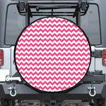Pink And White Chevron Pattern Print Leather Spare Tire Cover