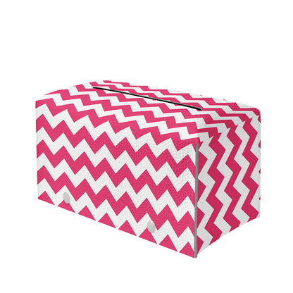 Pink And White Chevron Pattern Print Leather Tissue Box Cover