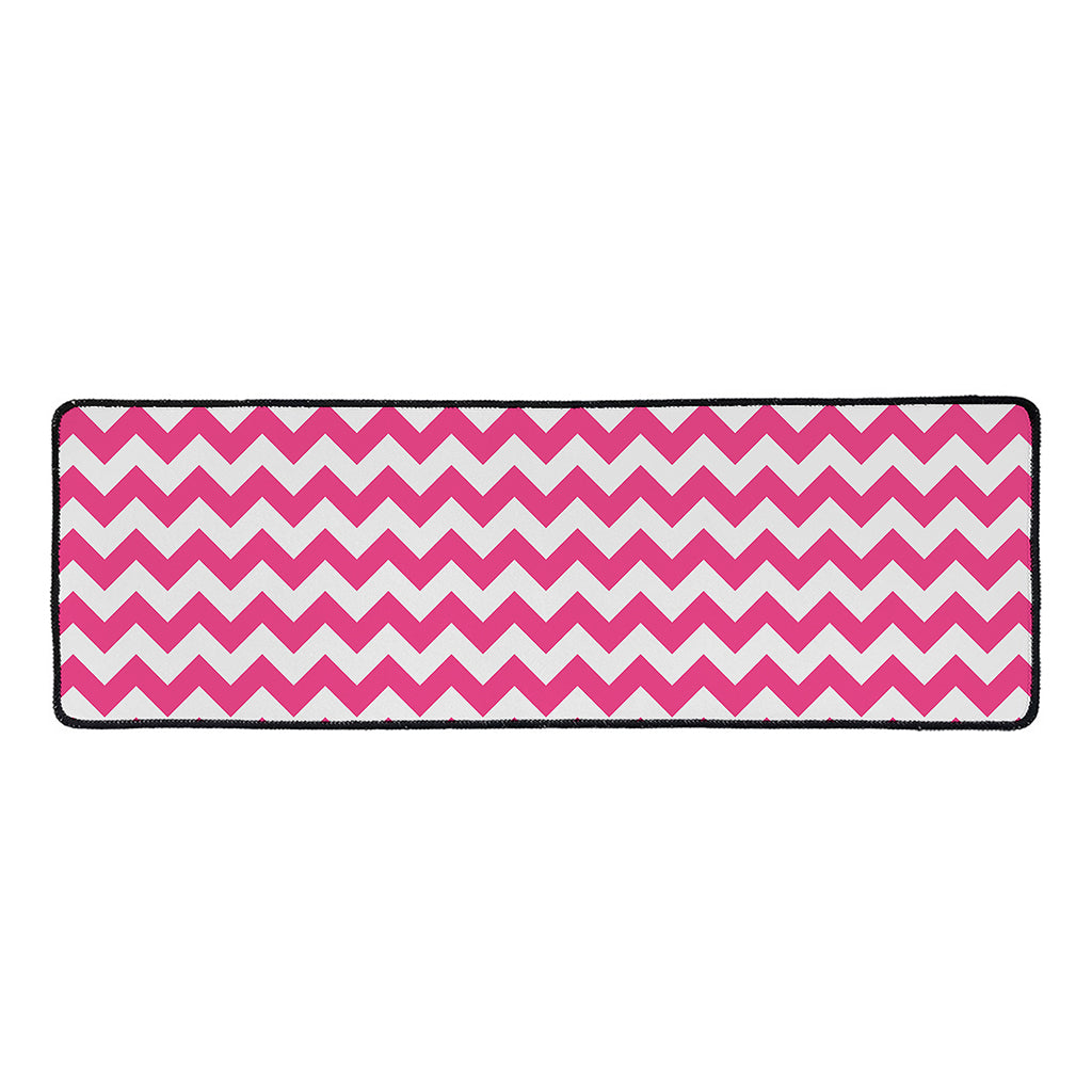 Pink And White Chevron Pattern Print Long Kitchen Mat