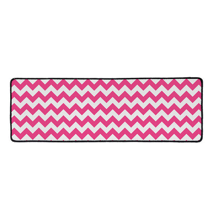 Pink And White Chevron Pattern Print Long Kitchen Mat