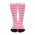 Pink And White Chevron Pattern Print Long Socks