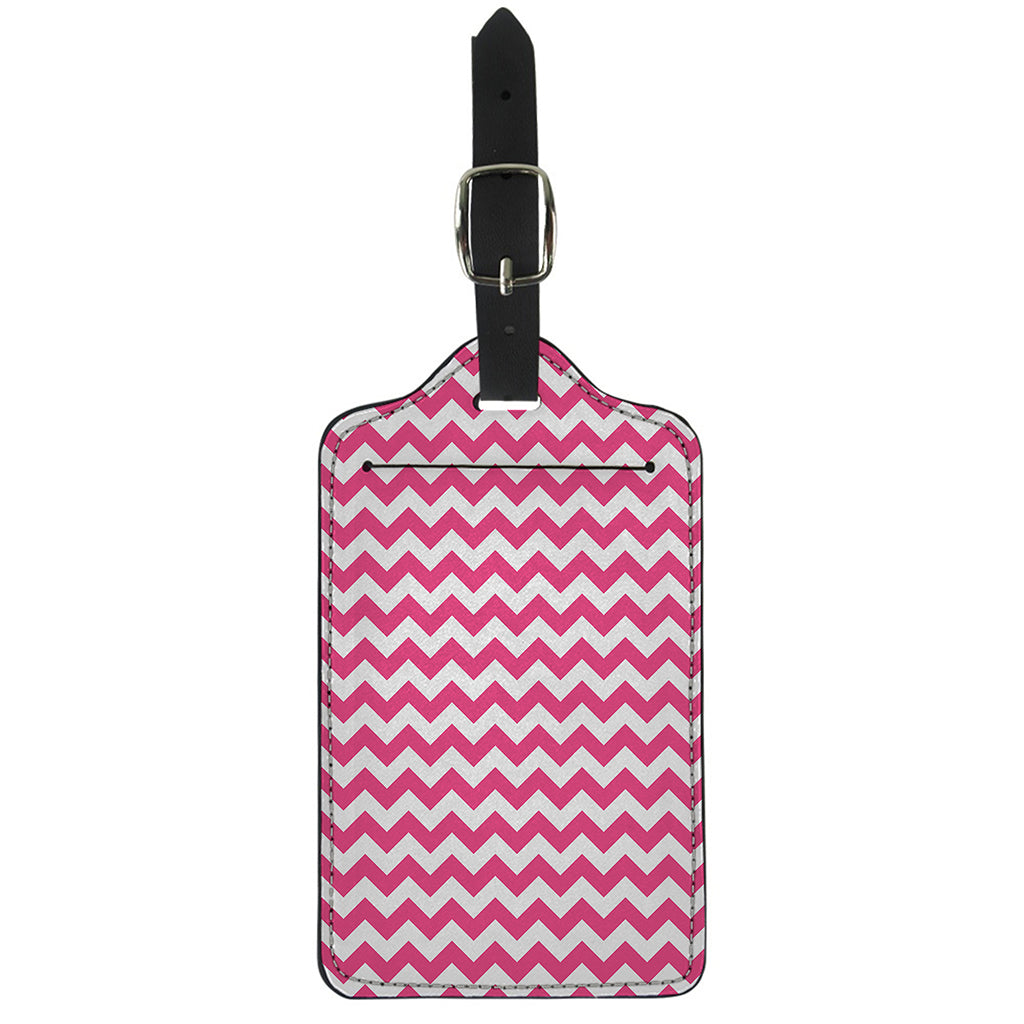 Pink And White Chevron Pattern Print Luggage Tag