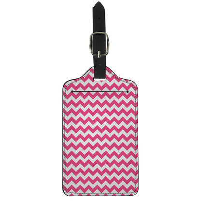Pink And White Chevron Pattern Print Luggage Tag