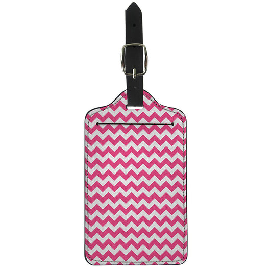 Pink And White Chevron Pattern Print Luggage Tag