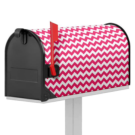 Pink And White Chevron Pattern Print Mailbox Cover
