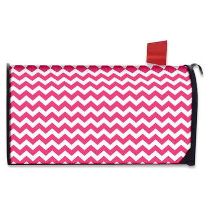 Pink And White Chevron Pattern Print Mailbox Cover