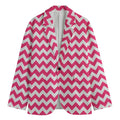 Pink And White Chevron Pattern Print Men's Blazer