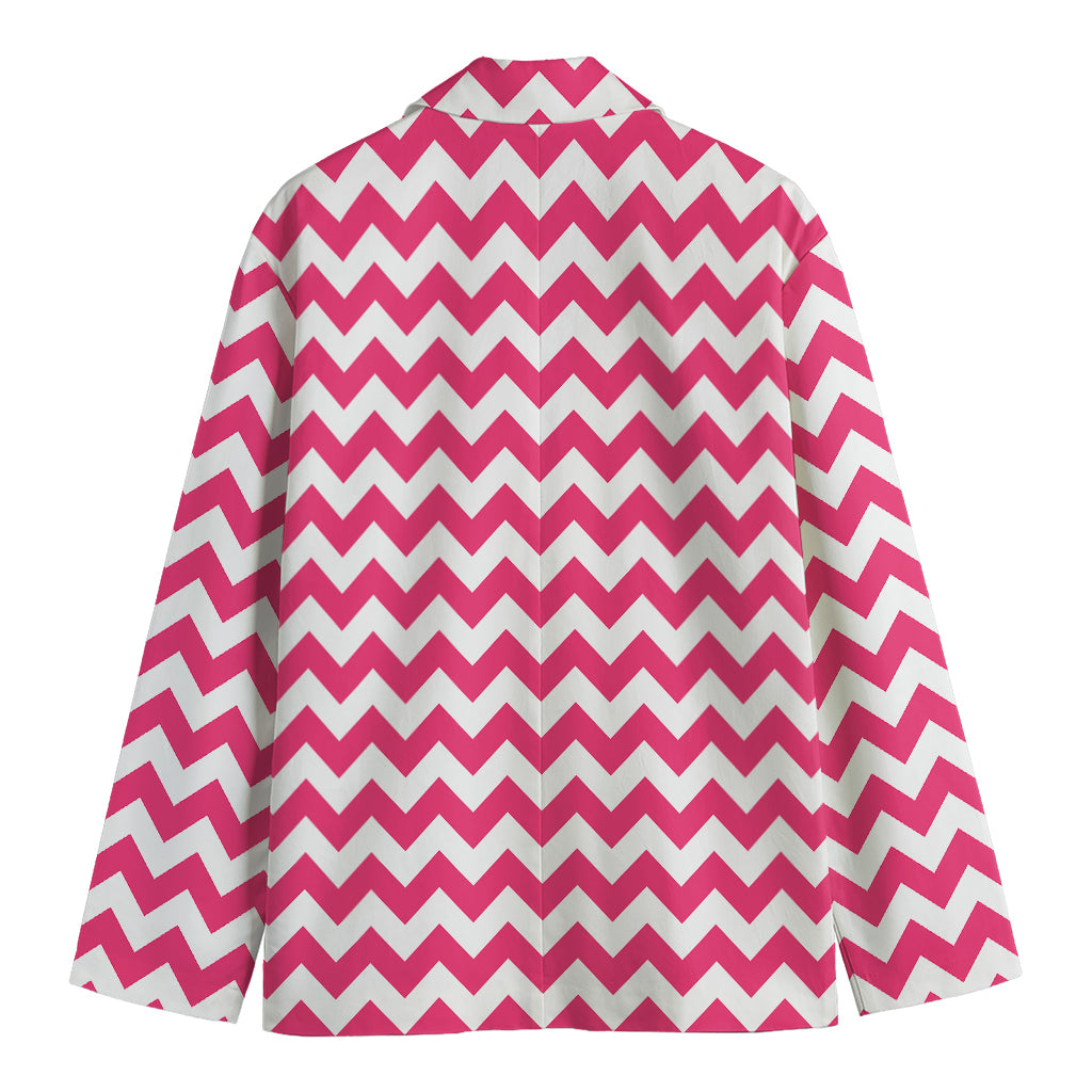 Pink And White Chevron Pattern Print Men's Blazer