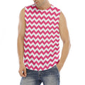 Pink And White Chevron Pattern Print Men's Fitness Tank Top