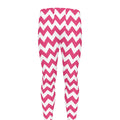 Pink And White Chevron Pattern Print Men's Leggings