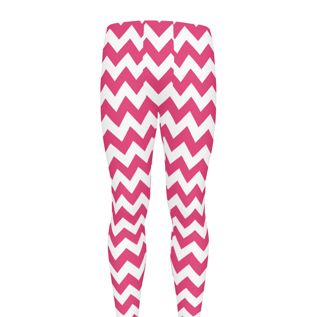 Pink And White Chevron Pattern Print Men's leggings