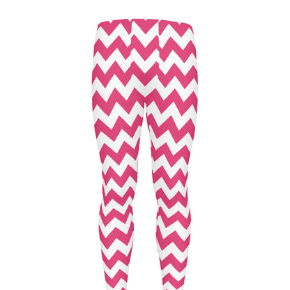 Pink And White Chevron Pattern Print Men's leggings
