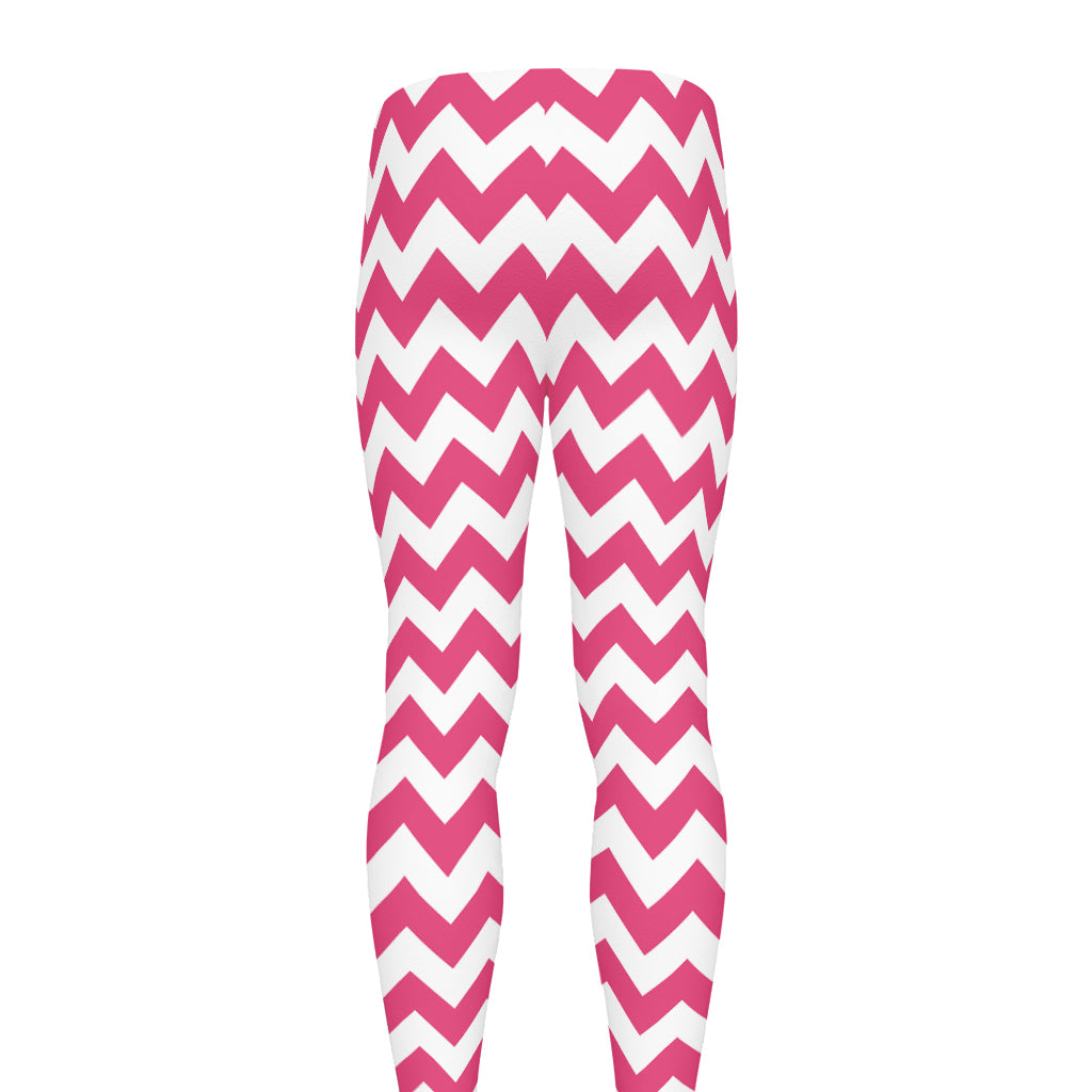 Pink And White Chevron Pattern Print Men's leggings