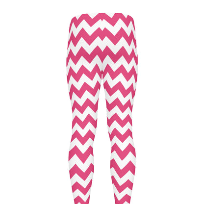 Pink And White Chevron Pattern Print Men's leggings