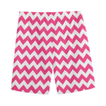 Pink And White Chevron Pattern Print Men's Sports Shorts