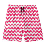 Pink And White Chevron Pattern Print Men's Swim Trunks