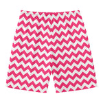 Pink And White Chevron Pattern Print Men's Swim Trunks
