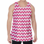 Pink And White Chevron Pattern Print Men's Velvet Tank Top