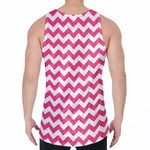 Pink And White Chevron Pattern Print Men's Velvet Tank Top