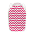 Pink And White Chevron Pattern Print Mesh Laundry Hamper