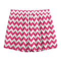 Pink And White Chevron Pattern Print Mesh Shorts