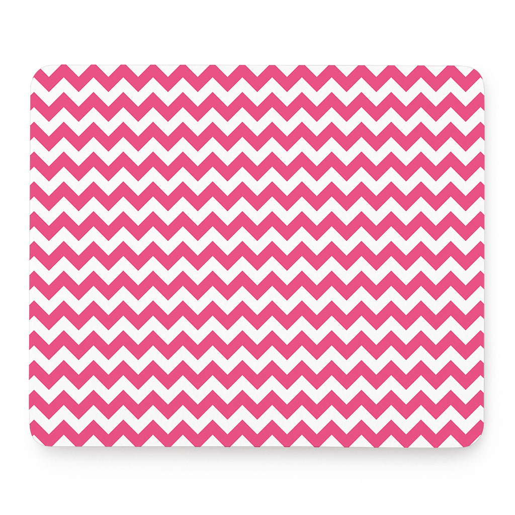 Pink And White Chevron Pattern Print Mouse Pad