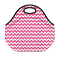 Pink And White Chevron Pattern Print Neoprene Lunch Bag
