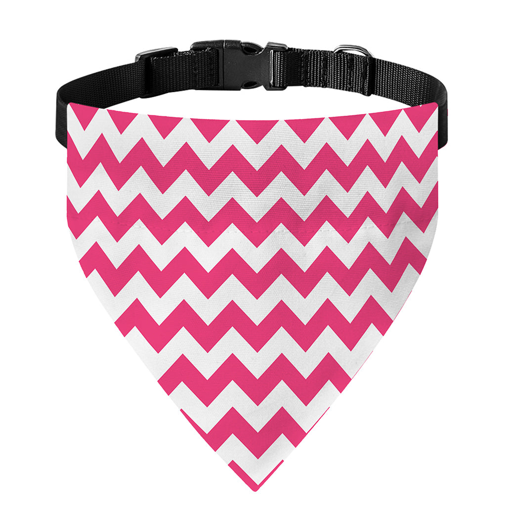 Pink And White Chevron Pattern Print Over The Collar Dog Bandana