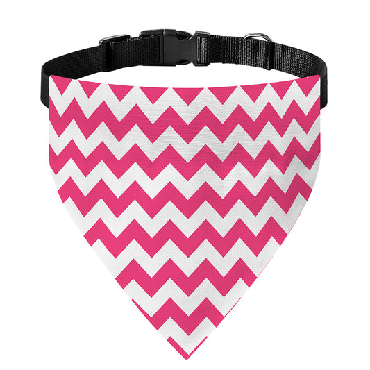 Pink And White Chevron Pattern Print Over The Collar Dog Bandana