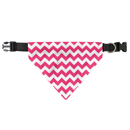 Pink And White Chevron Pattern Print Over The Collar Dog Bandana