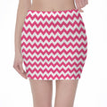 Pink And White Chevron Pattern Print Pencil Mini Skirt