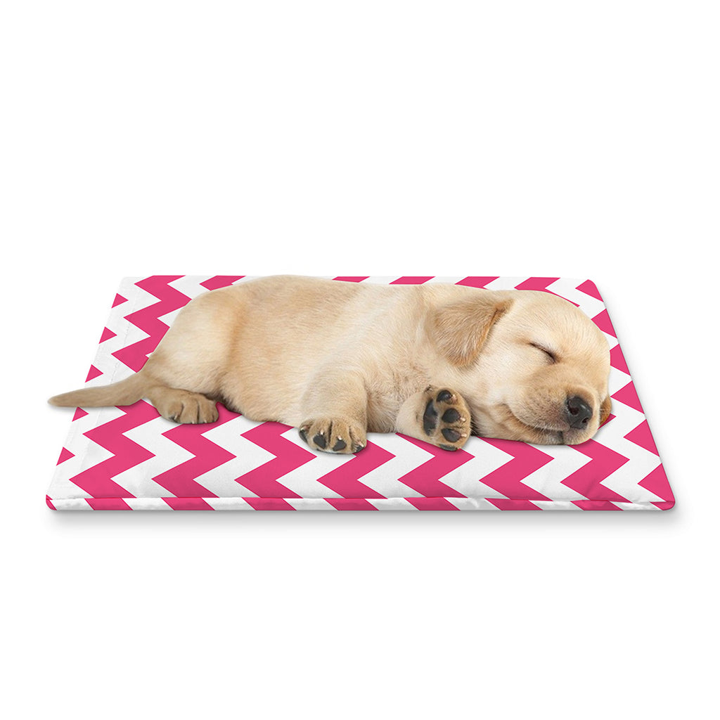 Pink And White Chevron Pattern Print Pet Cooling Mat Cover