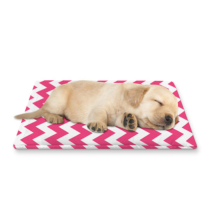 Pink And White Chevron Pattern Print Pet Cooling Mat Cover