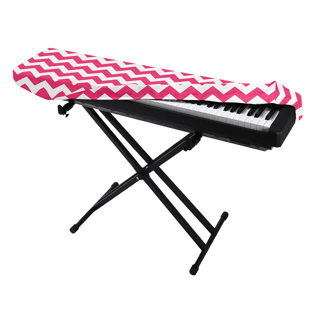 Pink And White Chevron Pattern Print Piano Keyboard Cover