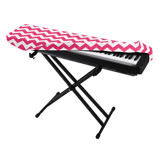 Pink And White Chevron Pattern Print Piano Keyboard Cover